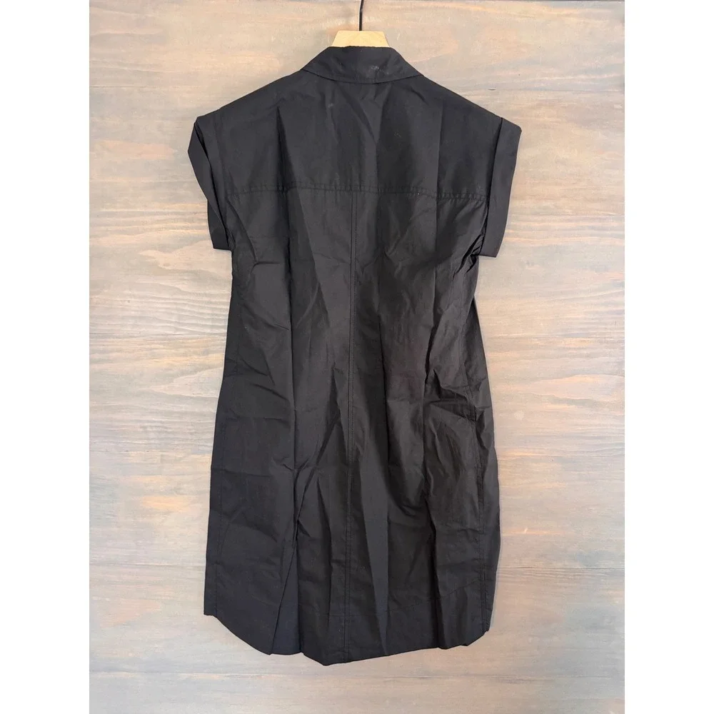 J. Crew Short Sleeve Poplin Shirtdress Black Cotton C4230 XXS